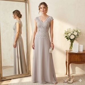 Blue Sage Elegant Lace  Formal Evening Gown - Mother of the Bride. Size 4